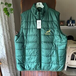 New! South Africa Springboks Rugby Puffer Green Vest Size 2XL